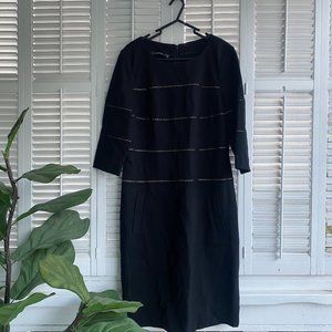 Standard Per Se by Carlisle Black Fitted 3/4 Sleeved Career Dress Sz 10 Sheath